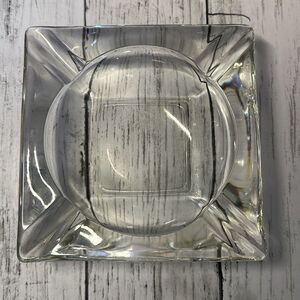 Vintage 6" Square Clear Glass Cigar Size‎ Ashtray
